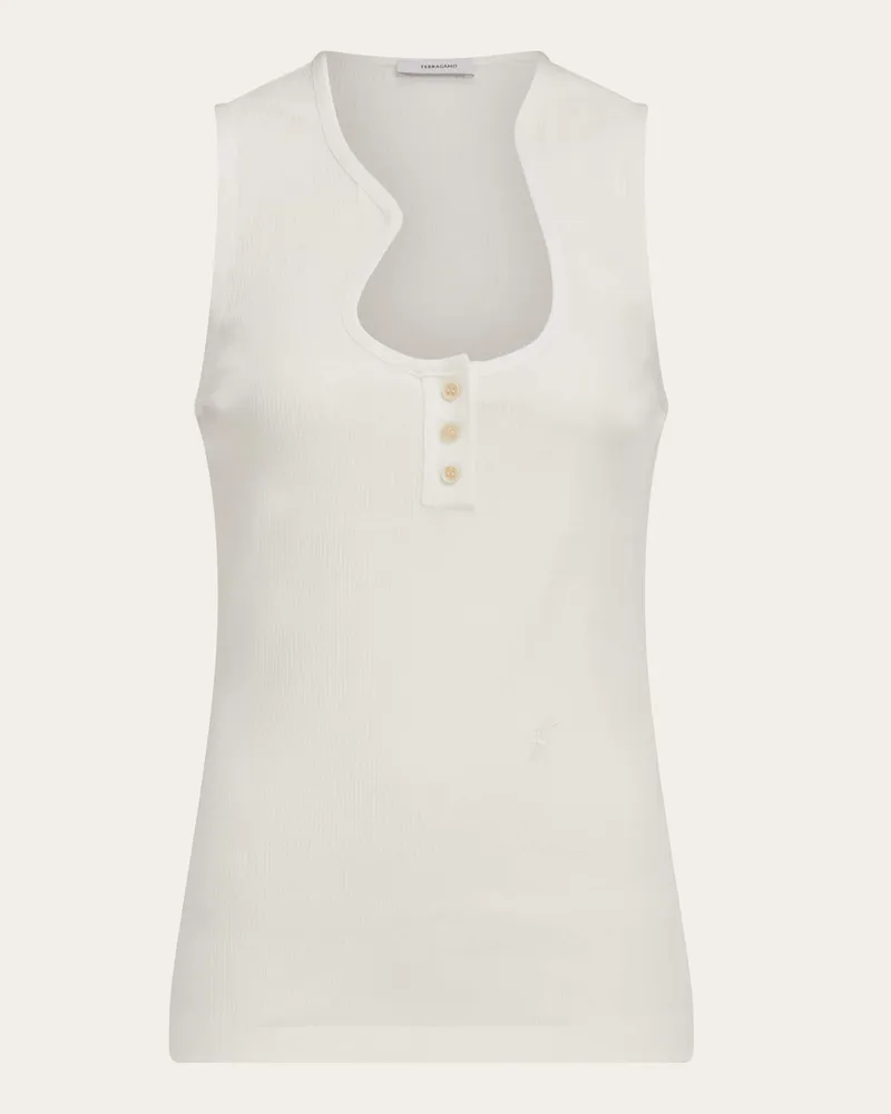 Ferragamo Damen Top mit Formausschnitt Weiß Weiß