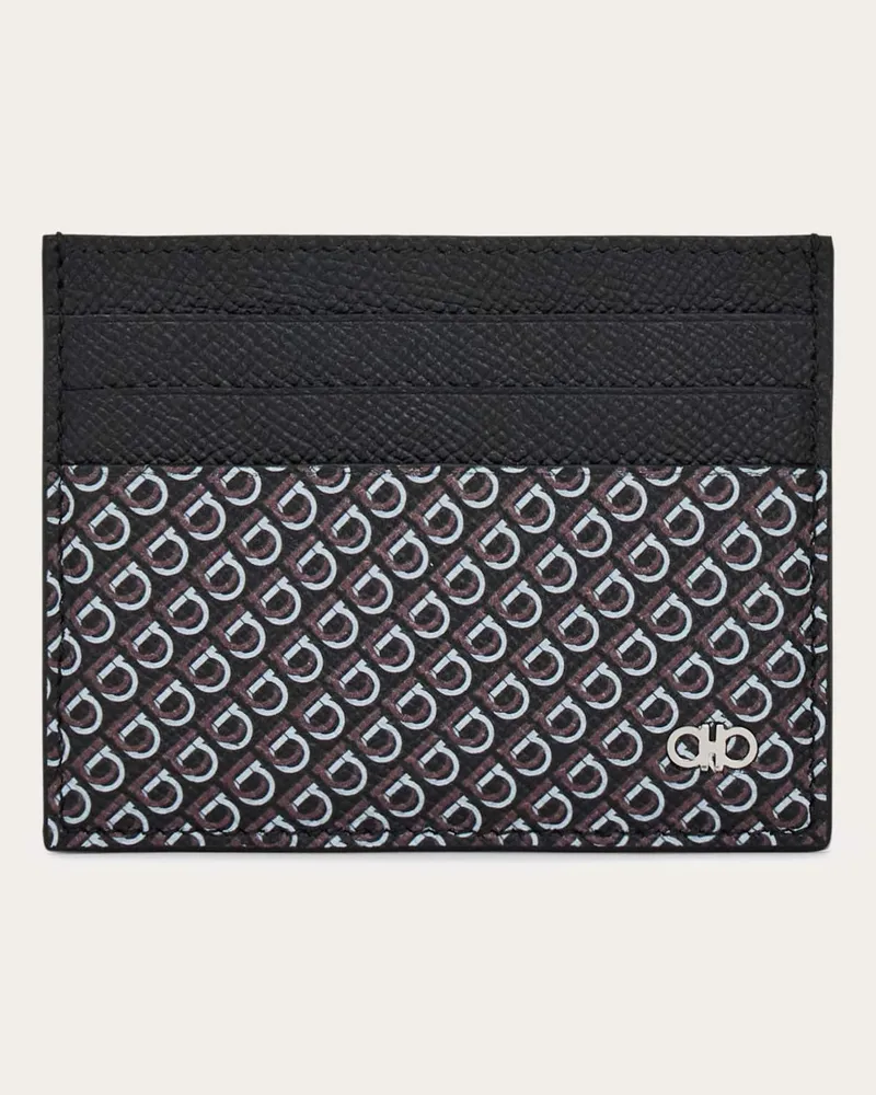 Ferragamo Herren Gancini Kreditkartenetui Schwarz Schwarz