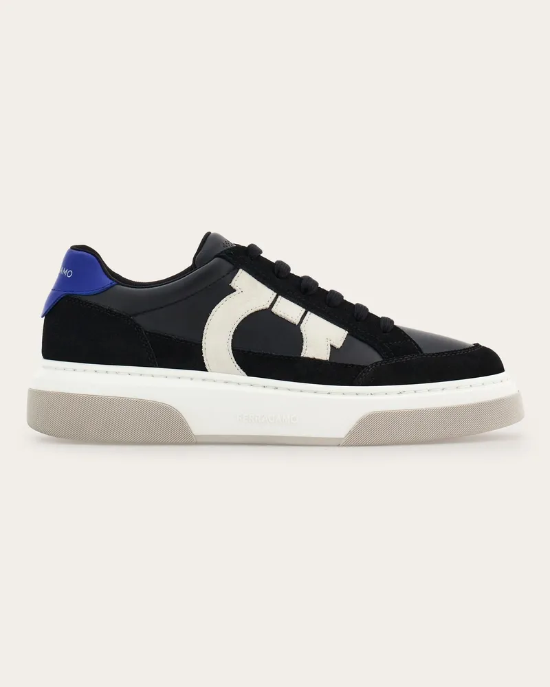 Ferragamo Herren Low-Top-Sneaker mit Gancini-Motiv Schwarz Größe Schwarz