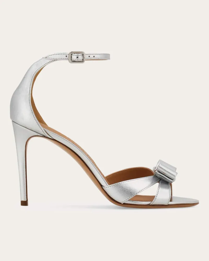 Ferragamo Damen Sandale mit Vara-Schleife Silber Größe Silber