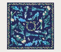 Damen Seidenhalstuch mit Eden-Shoes-Print Blau