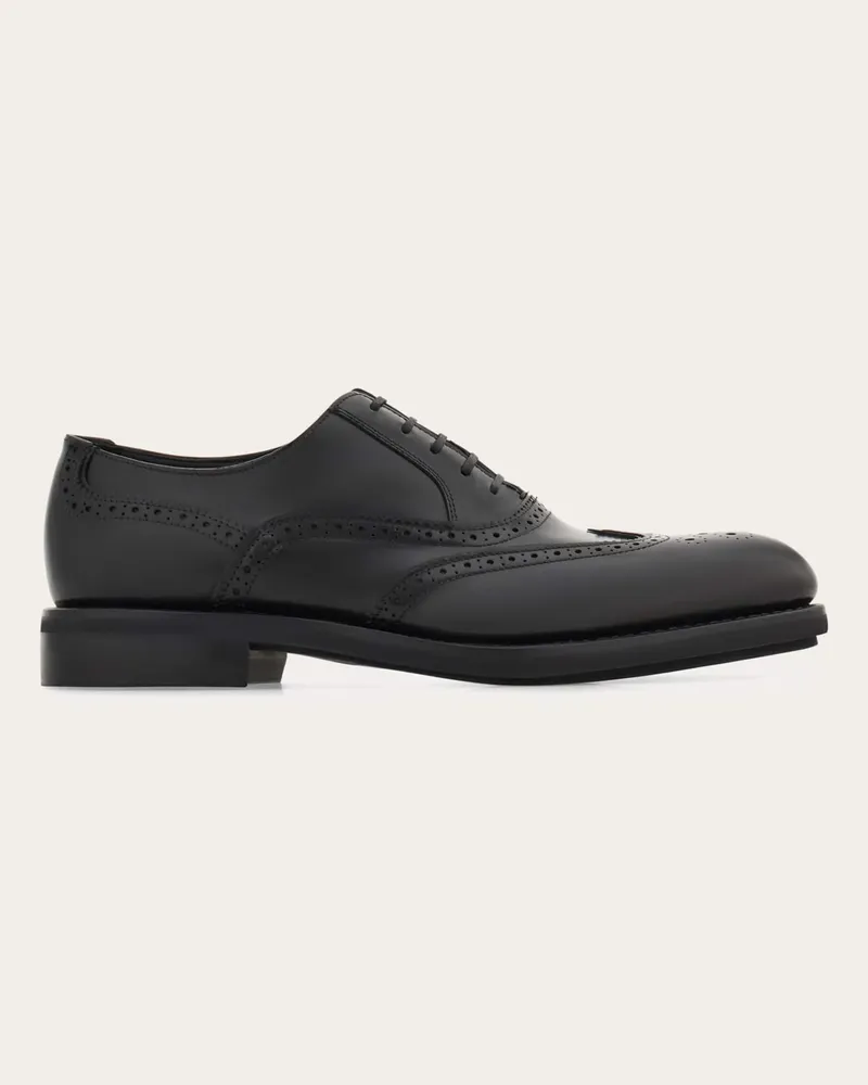 Ferragamo Herren Brogue Oxford „Tramezza“ Schwarz Größe 5 Schwarz