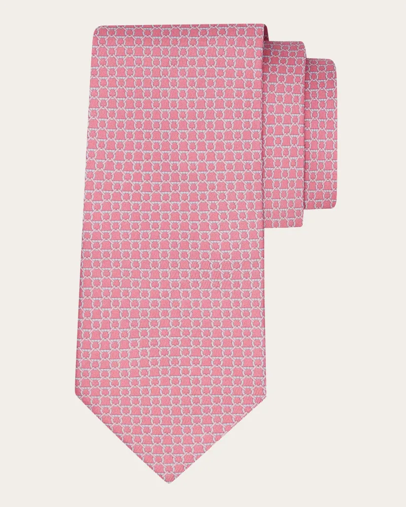 Ferragamo Herren Seidenkrawatte mit Link-Print Rosa Rosa