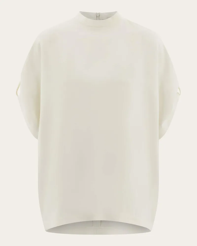 Ferragamo Damen Kurzärmeliges Top mit Aufschlag Weiß Weiß