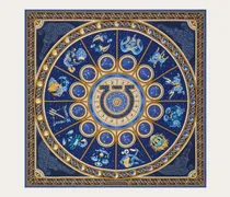 Damen Seidenhalstuch mit Horoskop-Print Blau