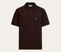 Herren Kurzärmliges Polohemd mit Brusttasche Braun