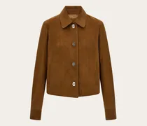 Damen Gerade Jacke in Nubuk Beige