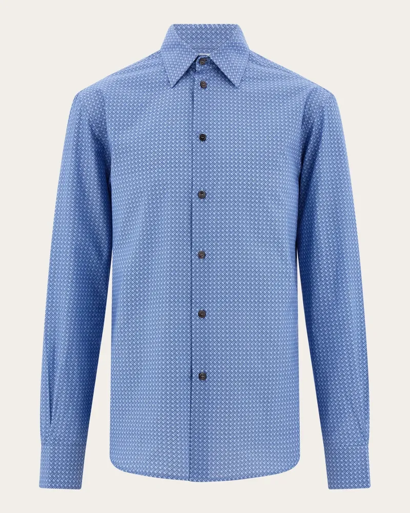 Ferragamo Herren Oberhemd Ferragamo-Monogram Blau Blau