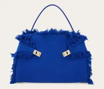 Damen Schultertasche Hug Soft mit Fransen (L) Blau