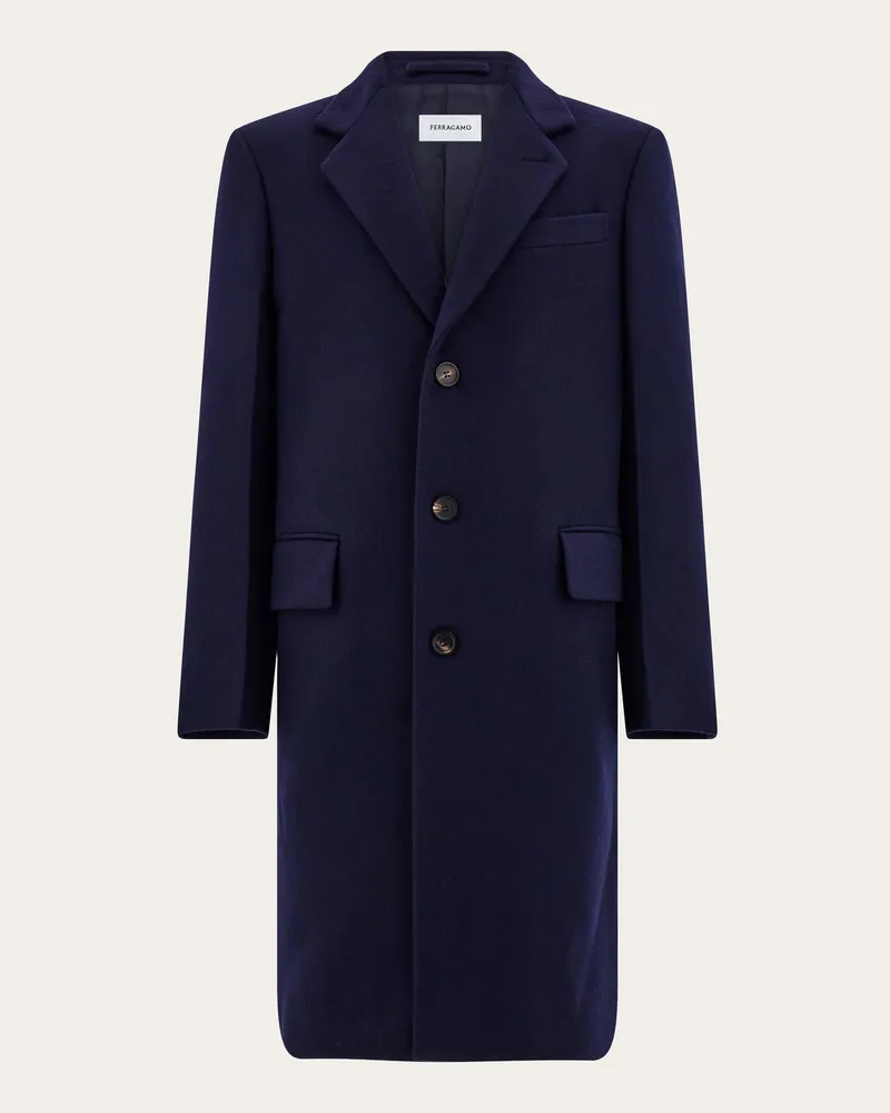 Ferragamo Herren Einreihiger Mantel Blau Blau