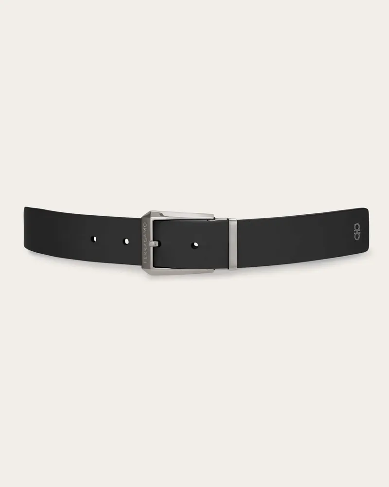 Ferragamo Herren Verstellbarer Wendegürtel Schwarz Schwarz