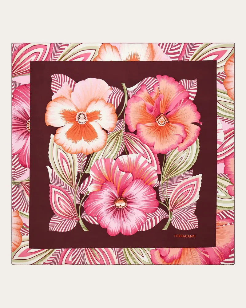 Ferragamo Damen Seidenhalstuch mit Brezza-Print Rot Rot