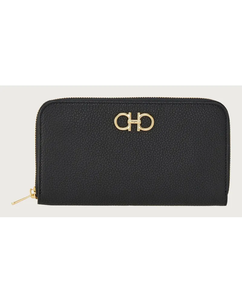 Ferragamo Damen Gancini Geldbörse Schwarz Schwarz