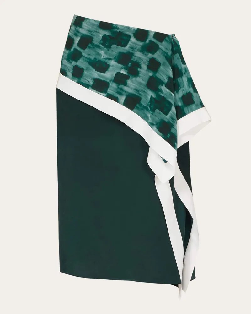 Ferragamo Damen Asymmetrischer Rock mit Schößchen Grün Grün