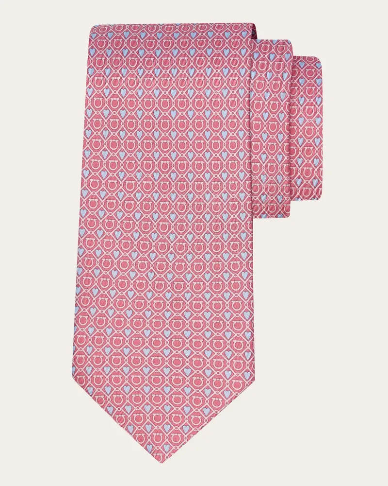 Ferragamo Herren Seidenkrawatte mit Herzen-Gancini-Print Rosa Rosa