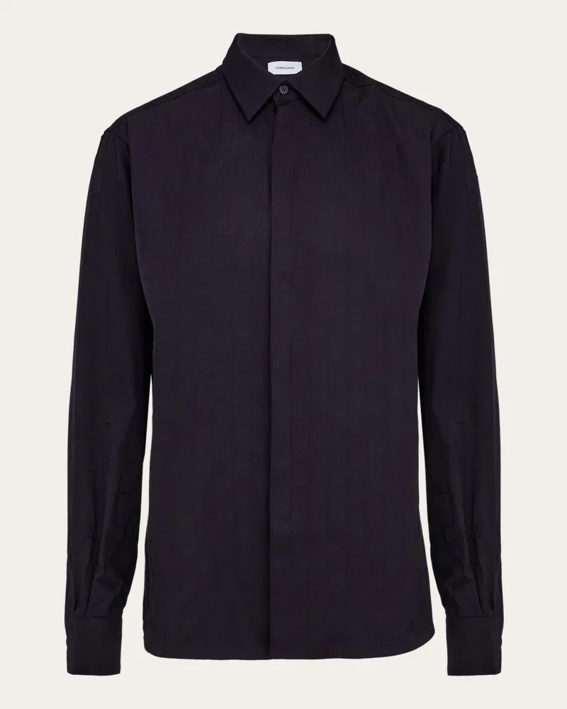 Ferragamo Herren Sporthemd Ferragamo Monogram Blau Blau