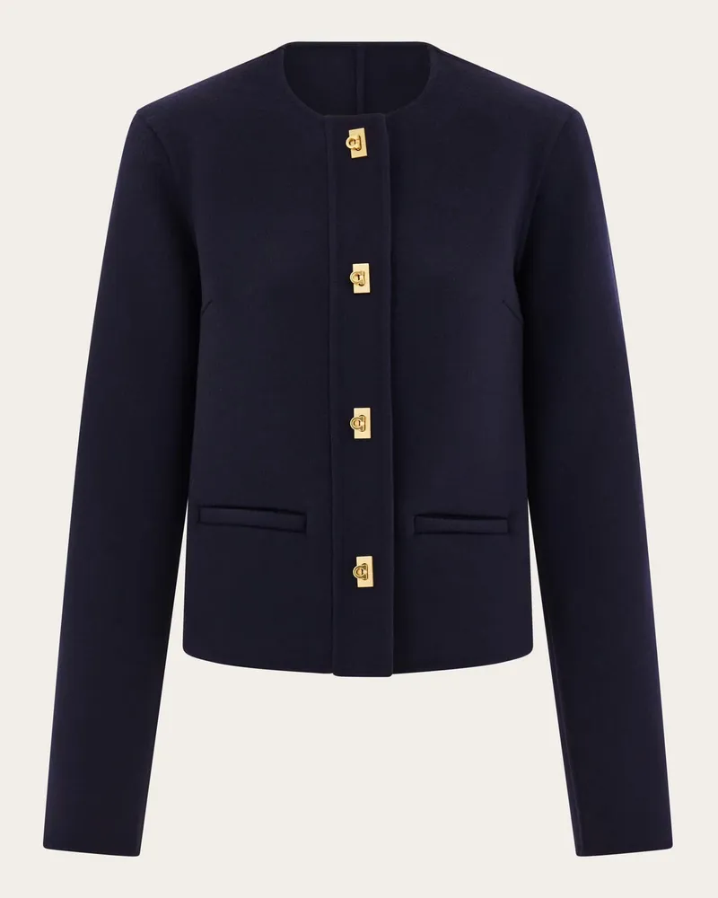 Ferragamo Damen Jacke mit Gancini-Knöpfen Blau Blau
