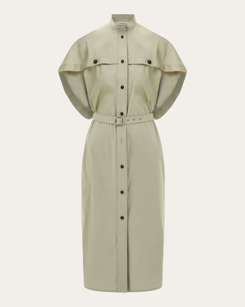Ferragamo Damen Hemdkleid in Popeline Grün Grün