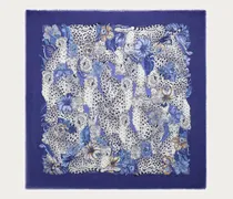 Damen Schultertuch aus Kaschmir mit Geparden-Print Blau