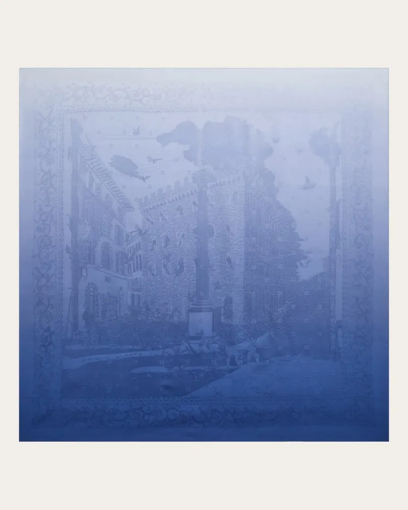 Ferragamo Damen Seiden-Jacquardhalstuch Palazzo Spini Feroni Blau Blau