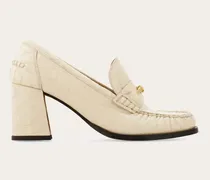 Damen Pumps-Loafer mit F-Schnalle Weiß Größe