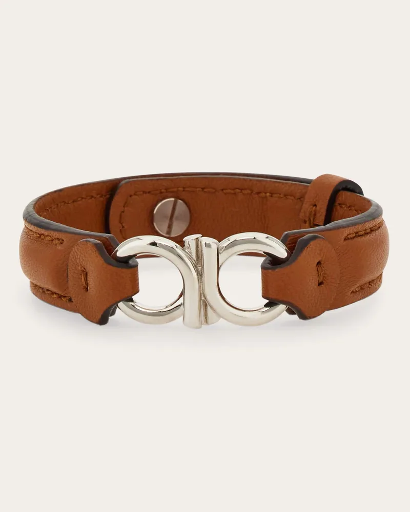 Ferragamo Herren Armband mit Doppel-Gancini Braun Braun
