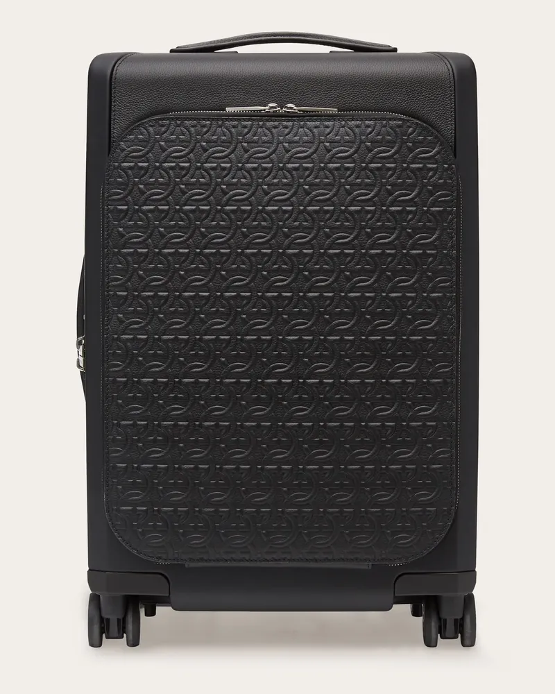 Ferragamo Herren Rollkoffer mit Gancini-Prägung Schwarz Schwarz