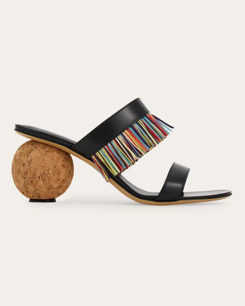 Ferragamo Damen Sandale mit Fransen Schwarz Größe Schwarz