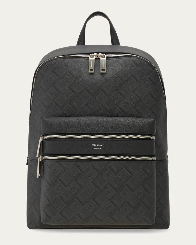 Ferragamo Herren Ferragamo-Monogram Rucksack Schwarz Schwarz