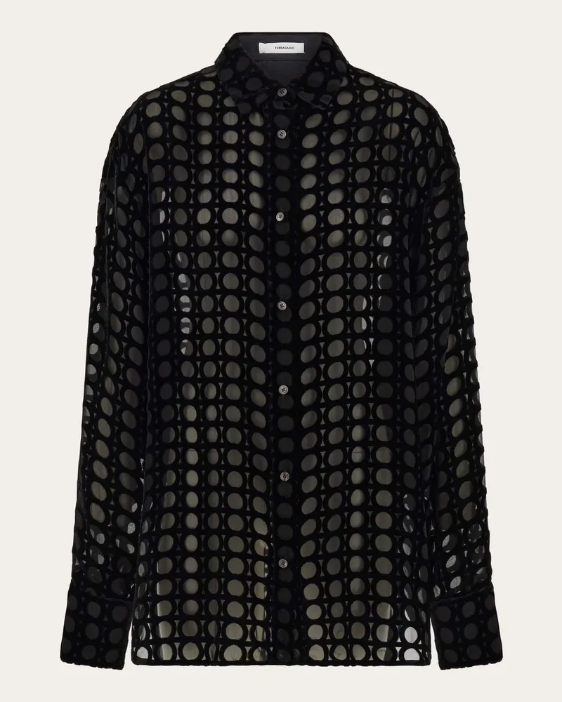 Ferragamo Damen Bluse aus Dévoré-Samt Schwarz Schwarz