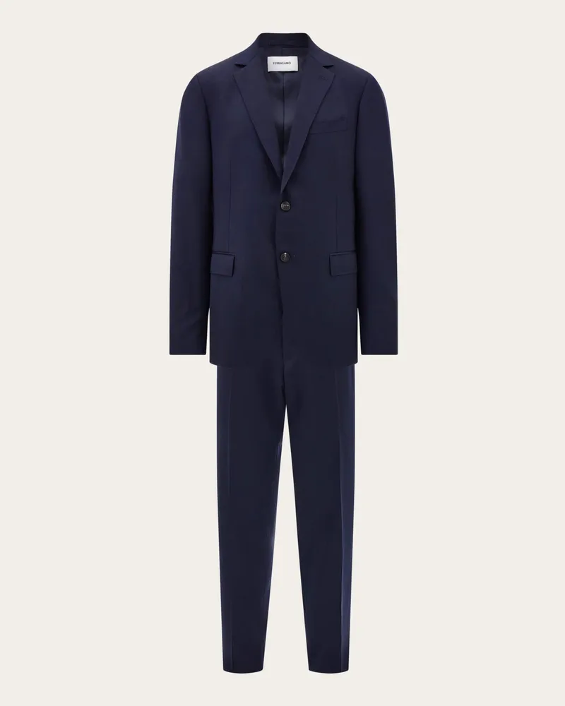 Ferragamo Herren Anzug in Faille aus Wolle und Kaschmir Blau Blau