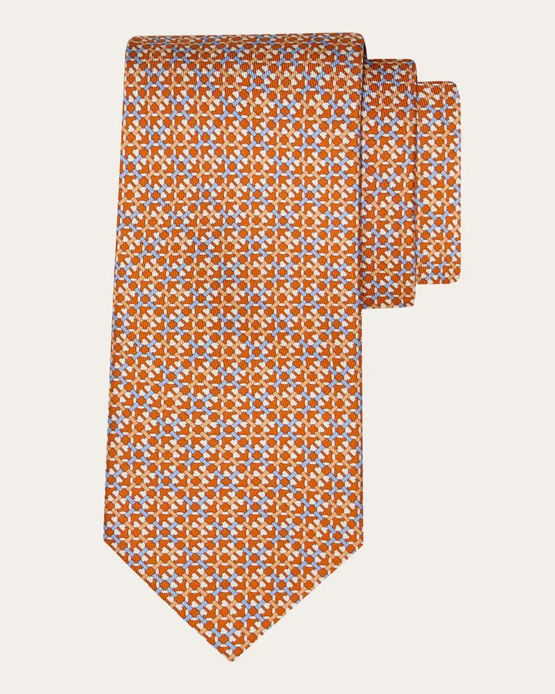 Ferragamo Herren Seidenkrawatte mit Gancini-Print Orange Orange