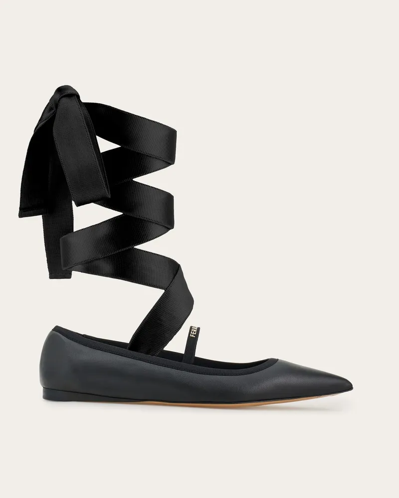 Ferragamo Damen Ballerina mit Band Schwarz Größe Schwarz