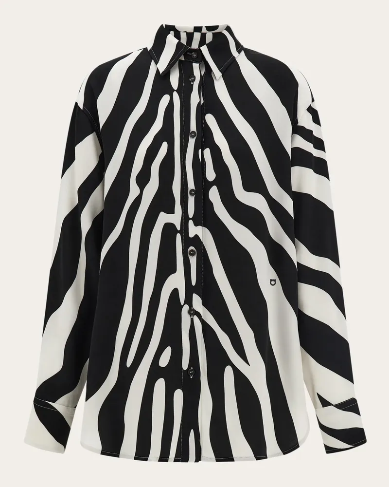 Ferragamo Damen Animalier-Bluse Weiß Weiß
