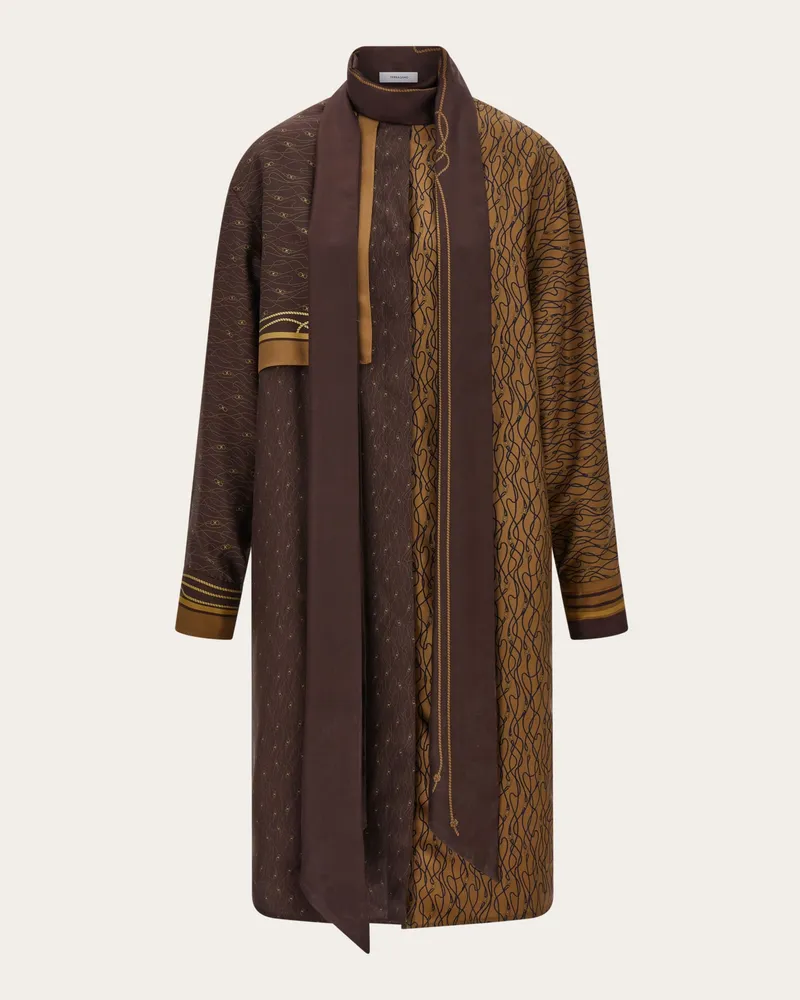 Ferragamo Damen Hemdkleid aus Seide Braun Braun