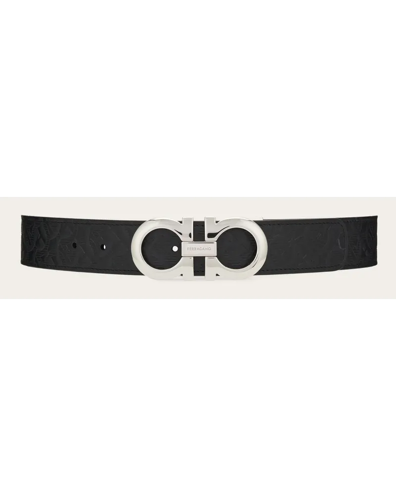 Ferragamo Herren Verstellbarer Gancini Wendegürtel Schwarz Schwarz