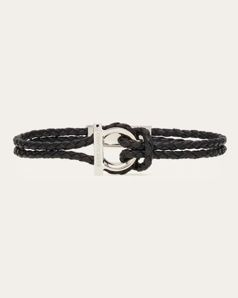 Ferragamo Herren Armband mit Gancini-Detail (18cm) Schwarz Schwarz