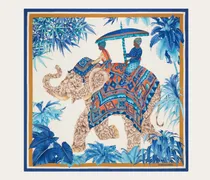 Damen Seidenhalstuch mit Indien-Print Blau