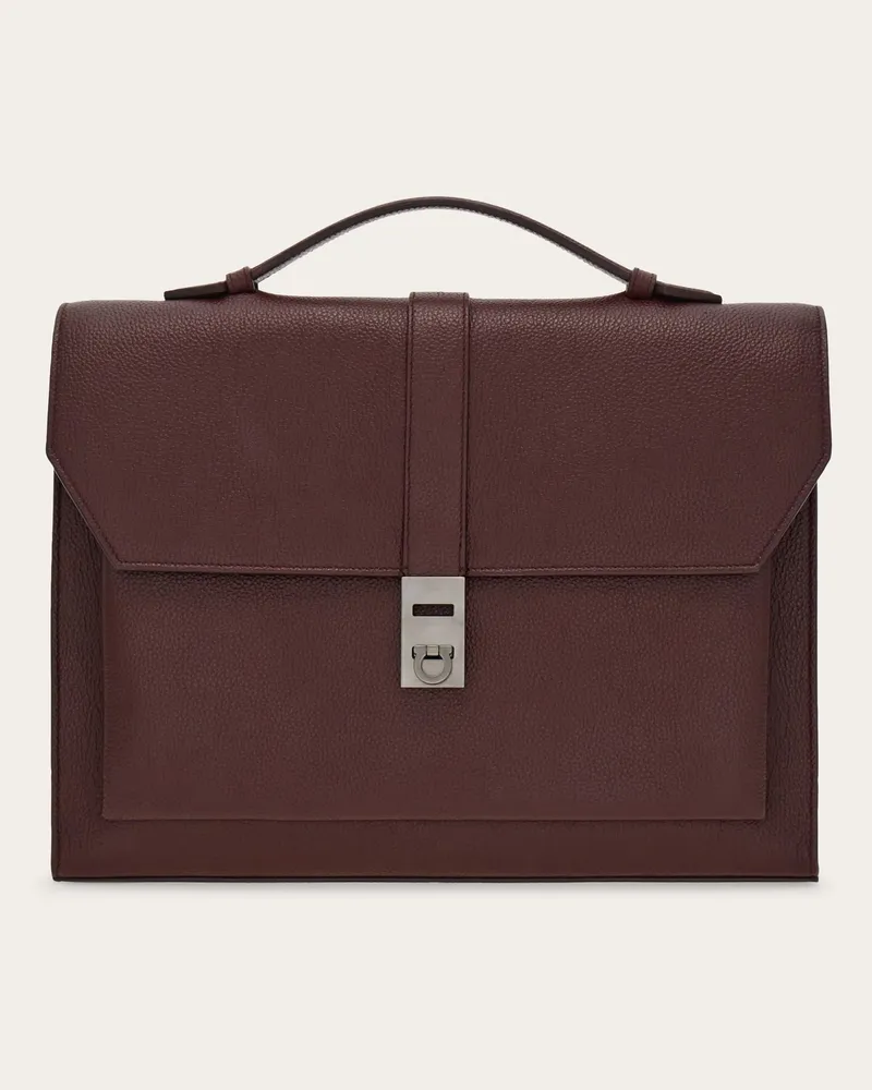 Ferragamo Herren Aktenmappe mit Hug Schnalle Rot Rot