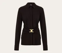 Damen Bluse mit Drapierung Braun