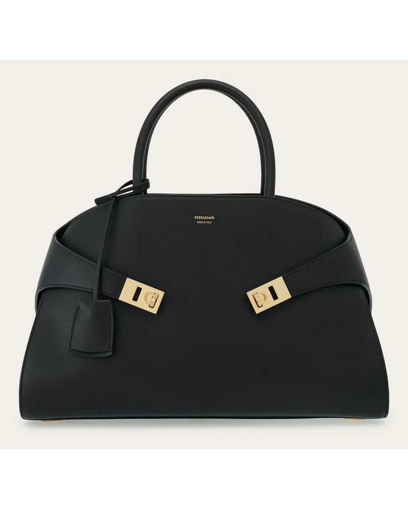 Ferragamo Damen Hug Handtasche (L) Schwarz Schwarz