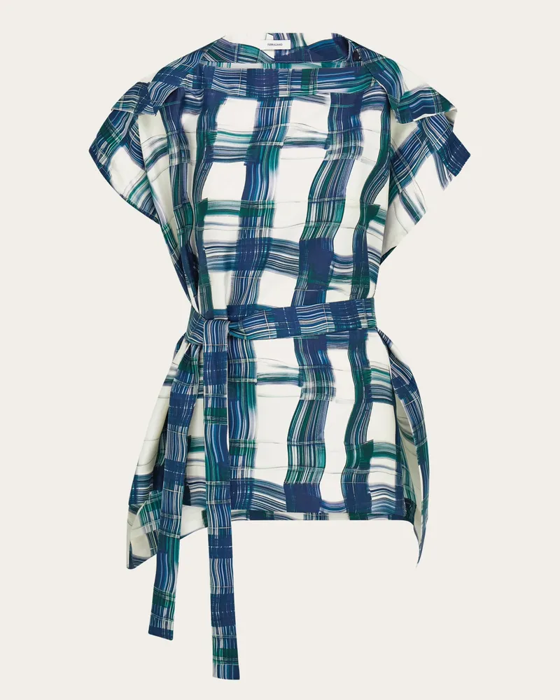 Ferragamo Damen Bluse mit grafischem Print Blau Blau