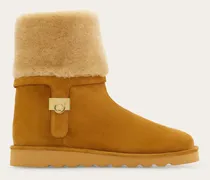 Damen Stiefelette mit Hug-Schnalle Beige Größe 5