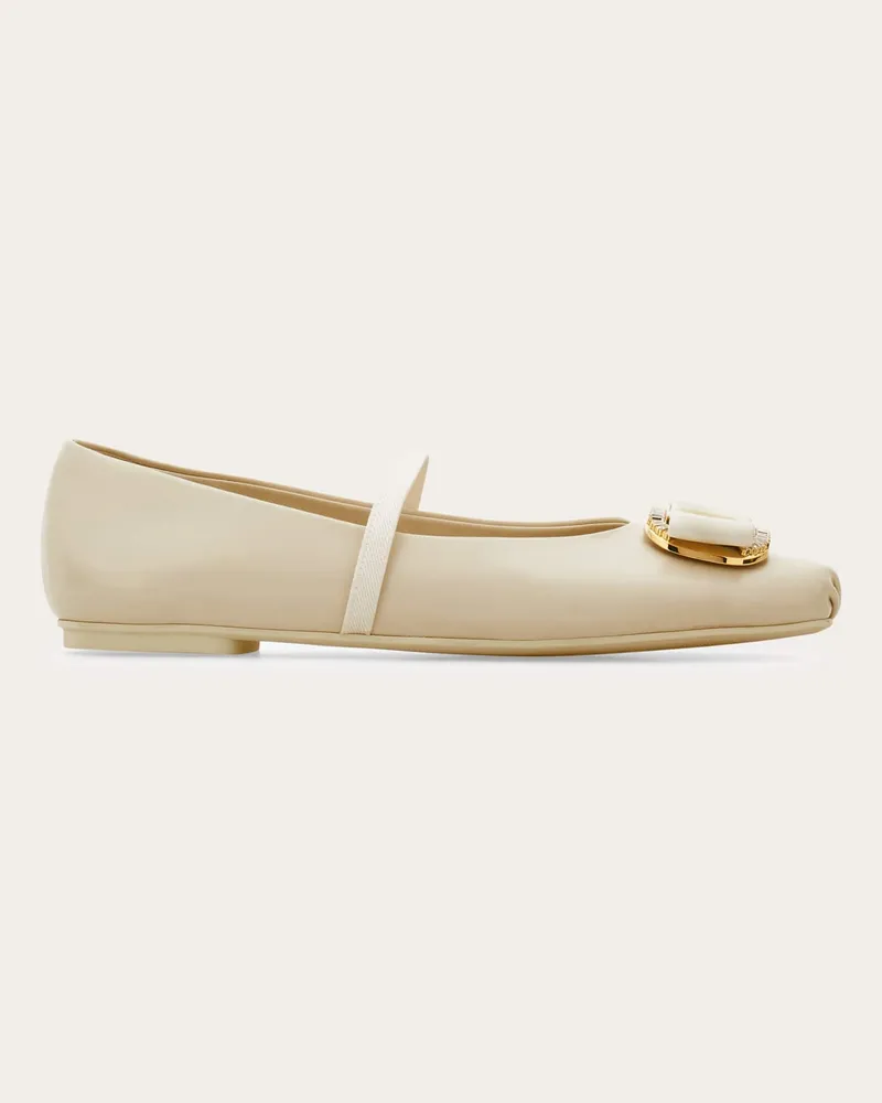 Ferragamo Damen Bridal - Ballerina mit Vara-Plakette Weiß Größe 5 Weiß