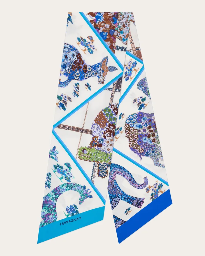 Ferragamo Damen Bandeau-Tuch mit Patchwork-Print Blau Blau