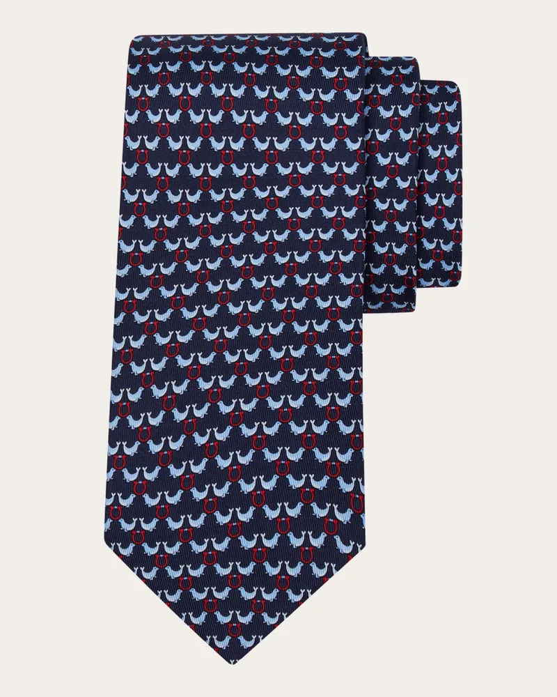 Ferragamo Herren Seidenkrawatte mit Zirkus-Print Blau Blau