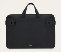 Herren Aktentasche mit Gancini-Schnallen (M) Schwarz