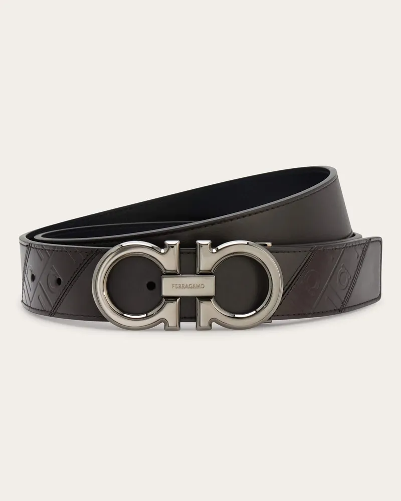 Ferragamo Herren Verstellbarer Gancini Wendegürtel Braun Braun