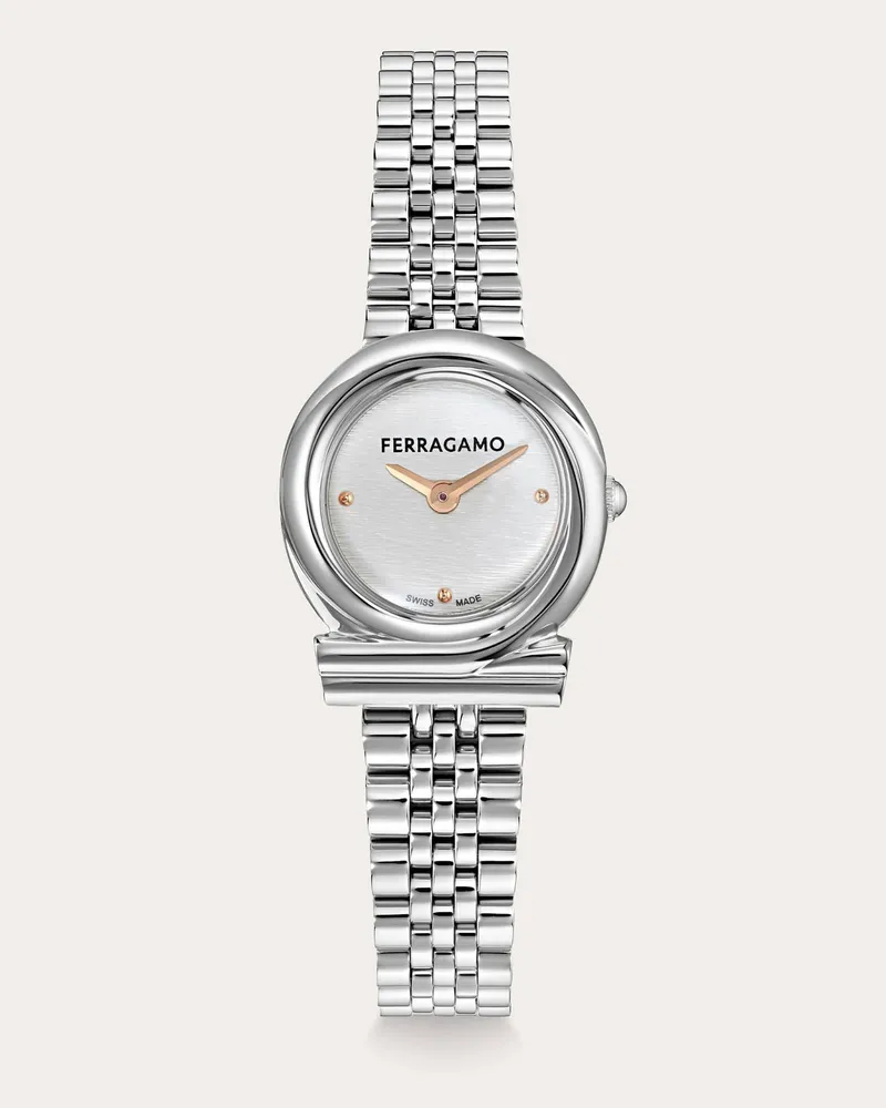 Ferragamo Damen Gancini Twisted Uhr Silber Silber