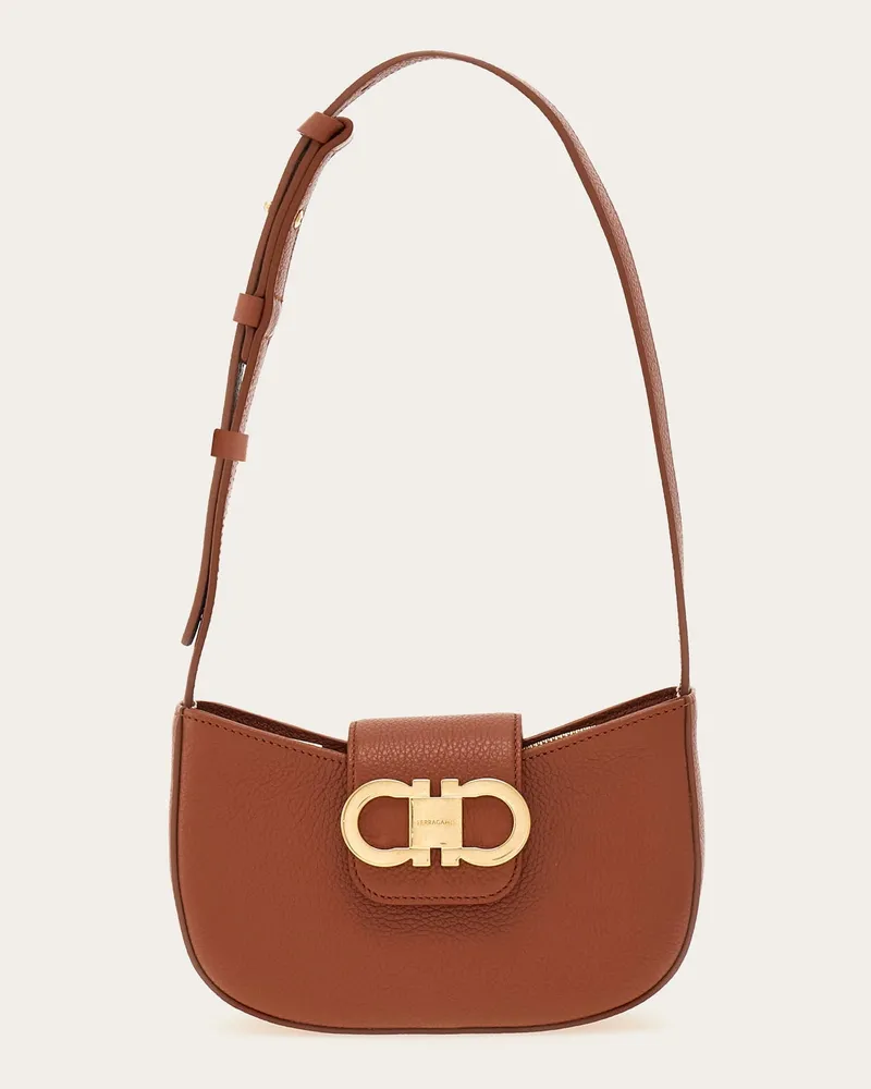 Ferragamo Damen Doppel-Gancini-mini-bag Braun Braun
